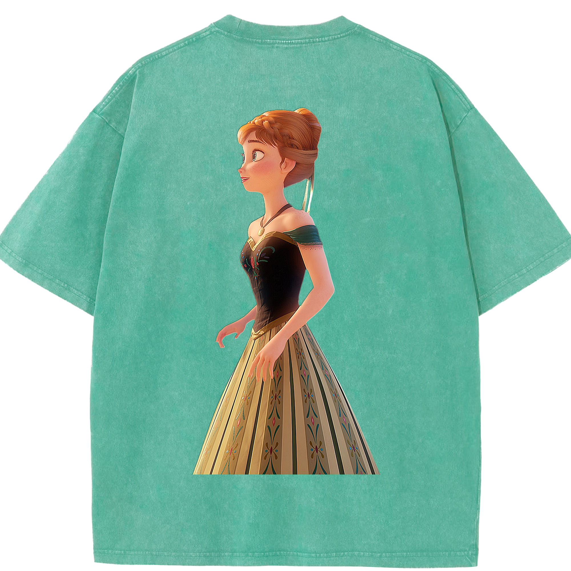 （画像用） アナと雪の女王 アンナ エルサ Frozen Anna Elsa 綿100% ヴィンテージ風 半袖Tシャツ（背面プリント）
